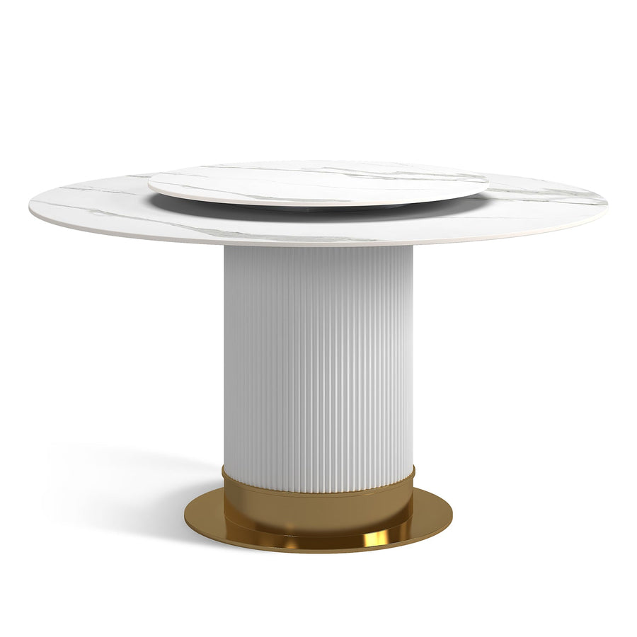 Modern sintered stone round dining table columbia in white background.