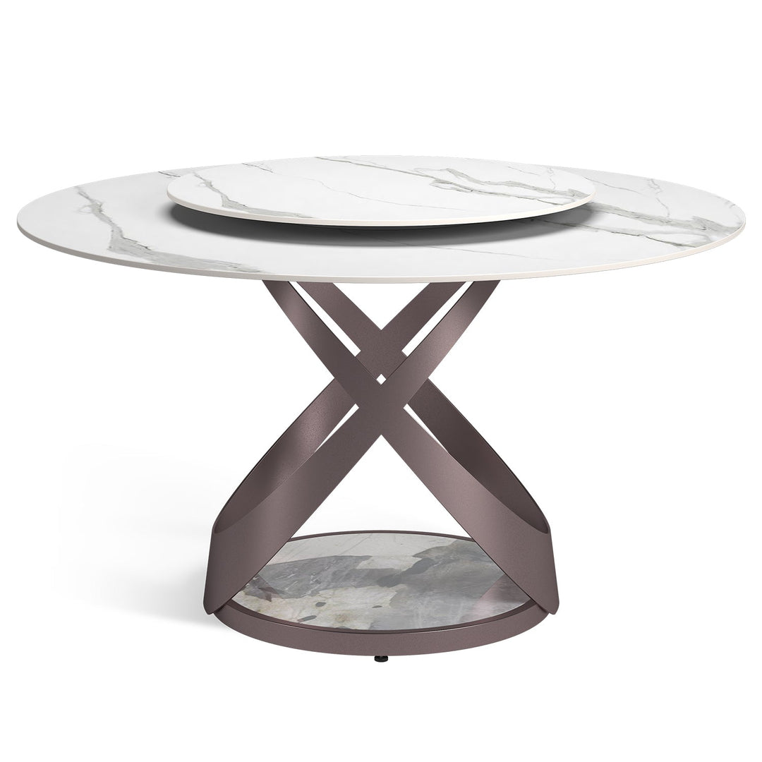 Modern sintered stone round dining table corey in white background.