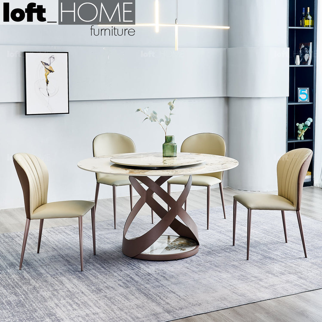 Modern sintered stone round dining table corey primary product view.