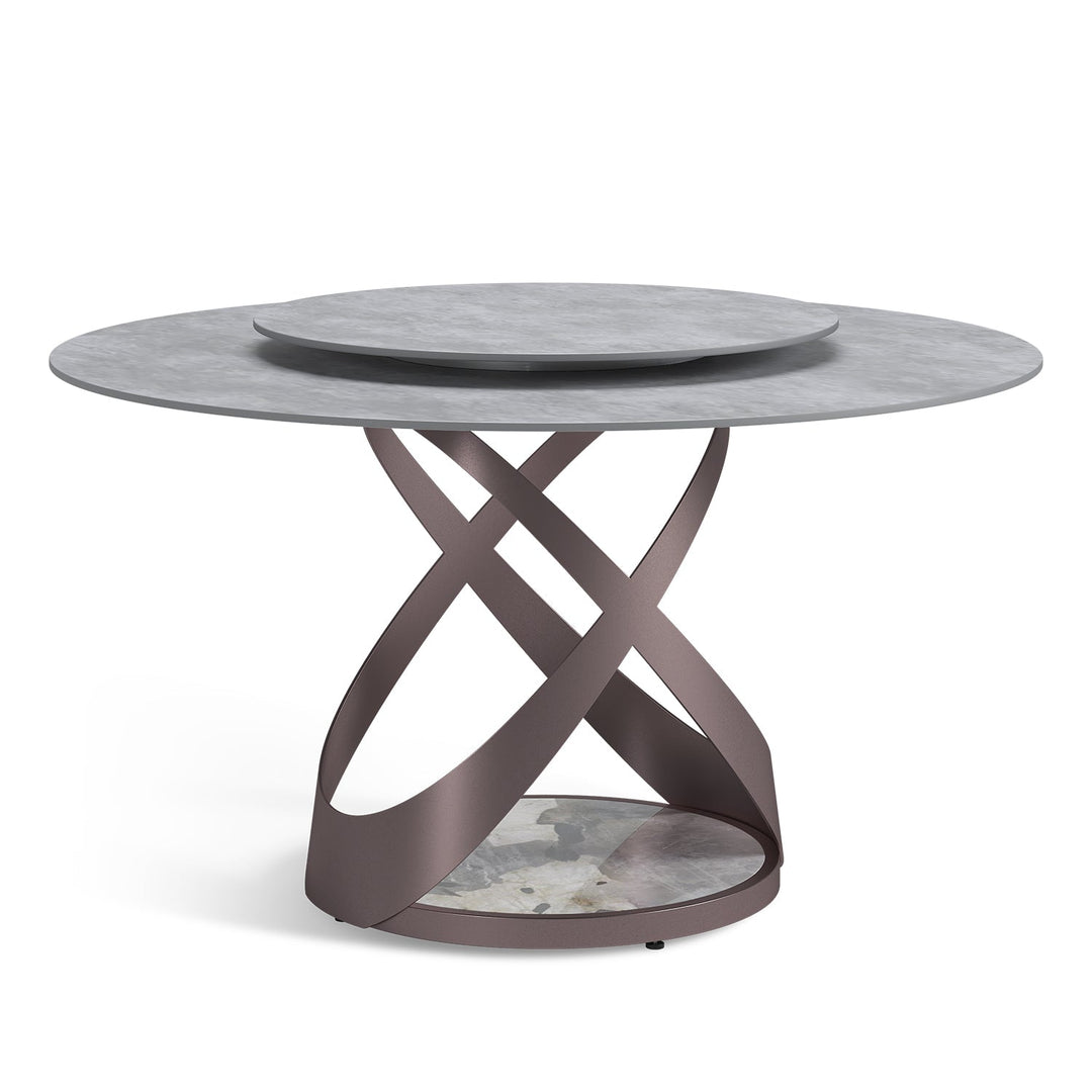 Modern sintered stone round dining table corey in still life.