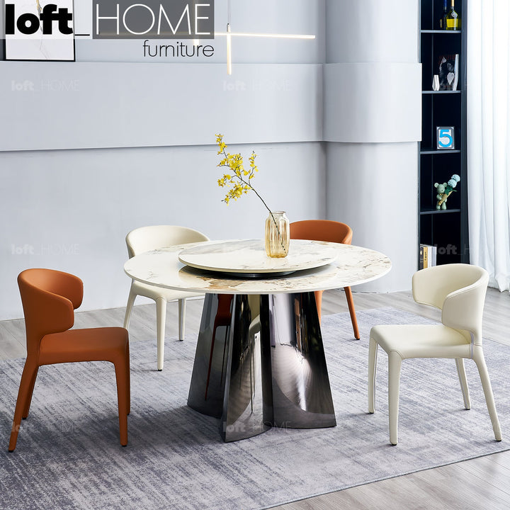 Modern sintered stone round dining table davi primary product view.
