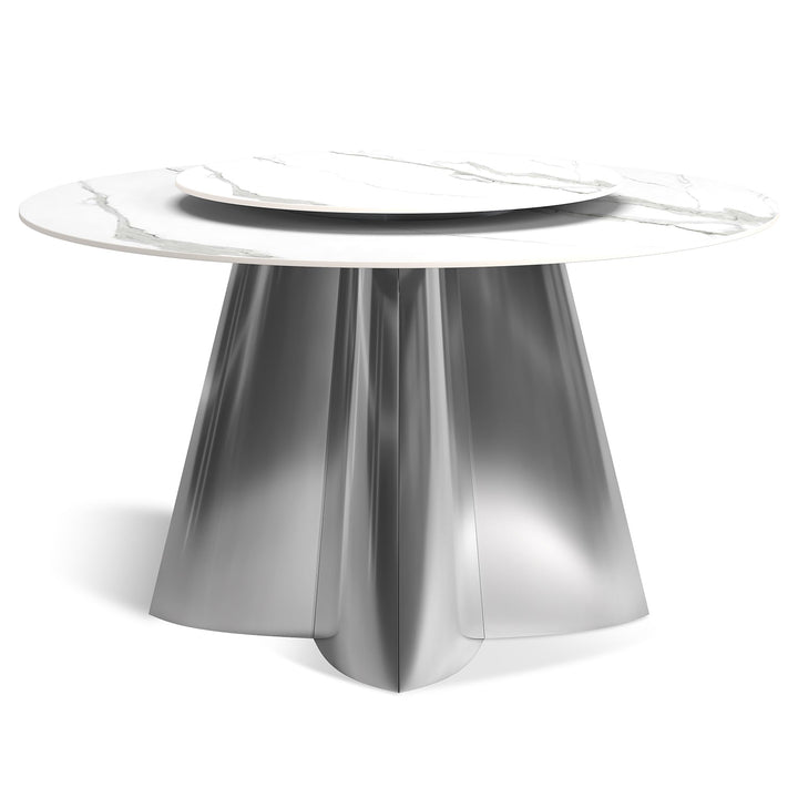 Modern sintered stone round dining table davi in white background.