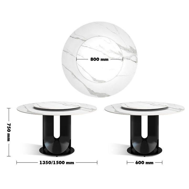 Modern sintered stone round dining table hugo size charts.