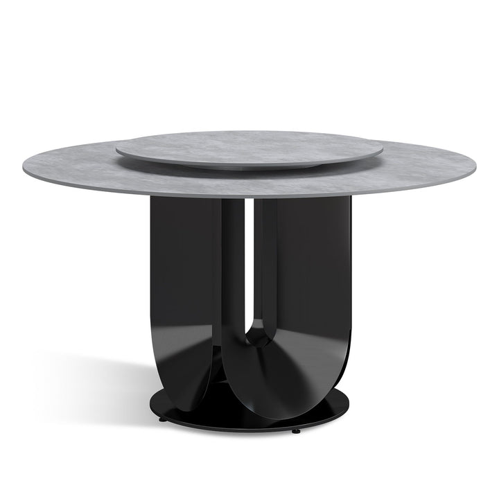 Modern sintered stone round dining table hugo in still life.