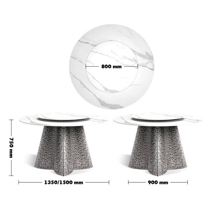 Modern sintered stone round dining table julia size charts.