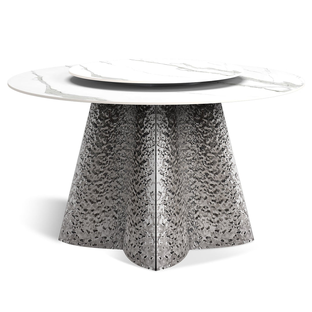 Modern sintered stone round dining table julia in white background.