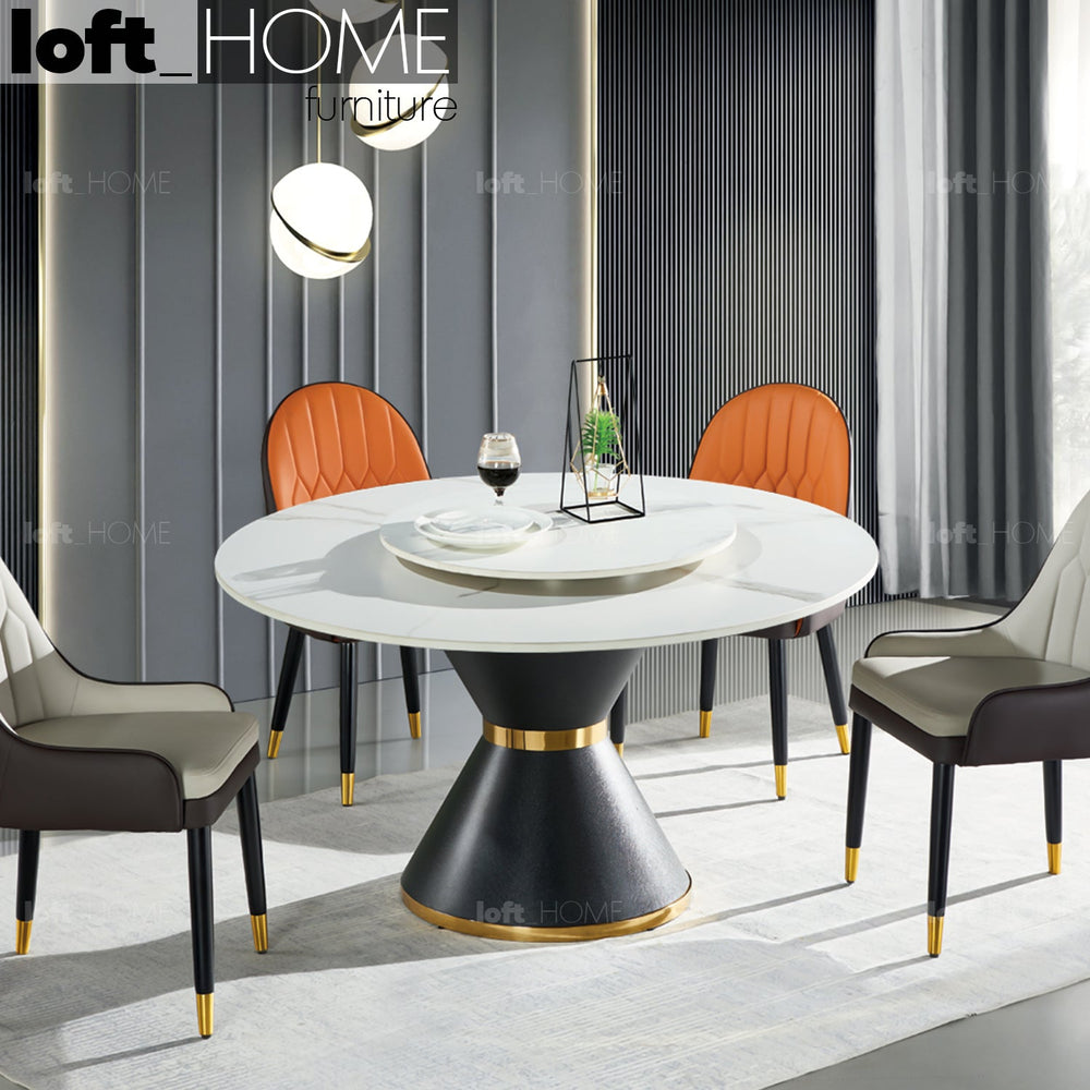 Modern sintered stone round dining table taurus primary product view.
