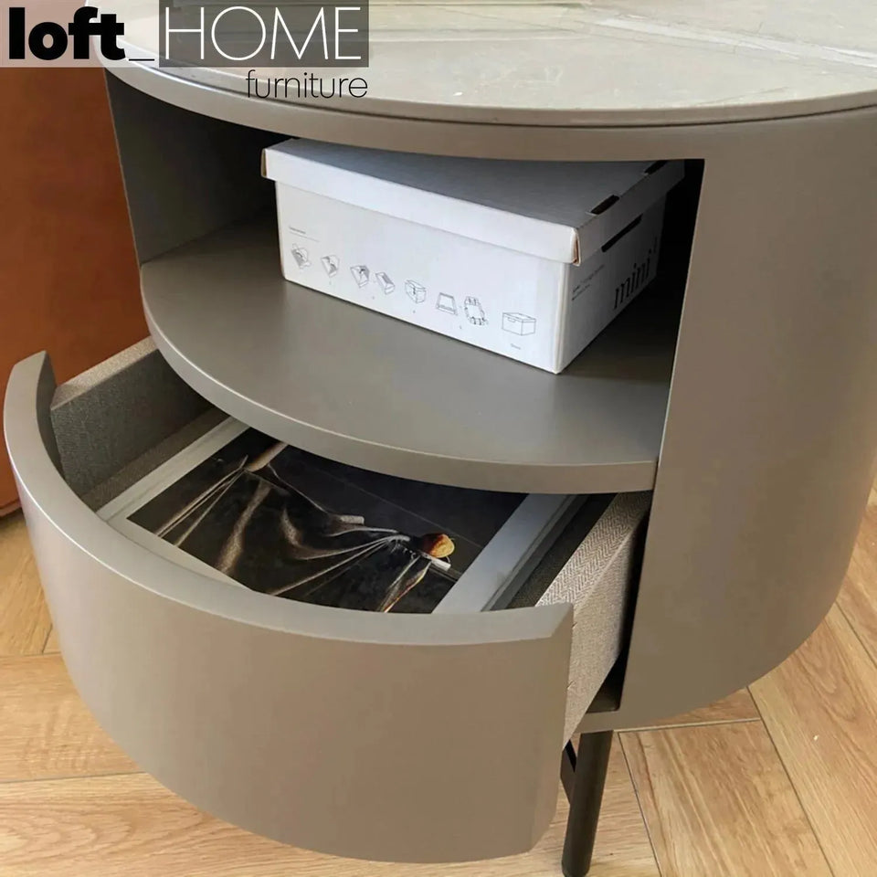 Modern sintered stone side table rosa conceptual design.