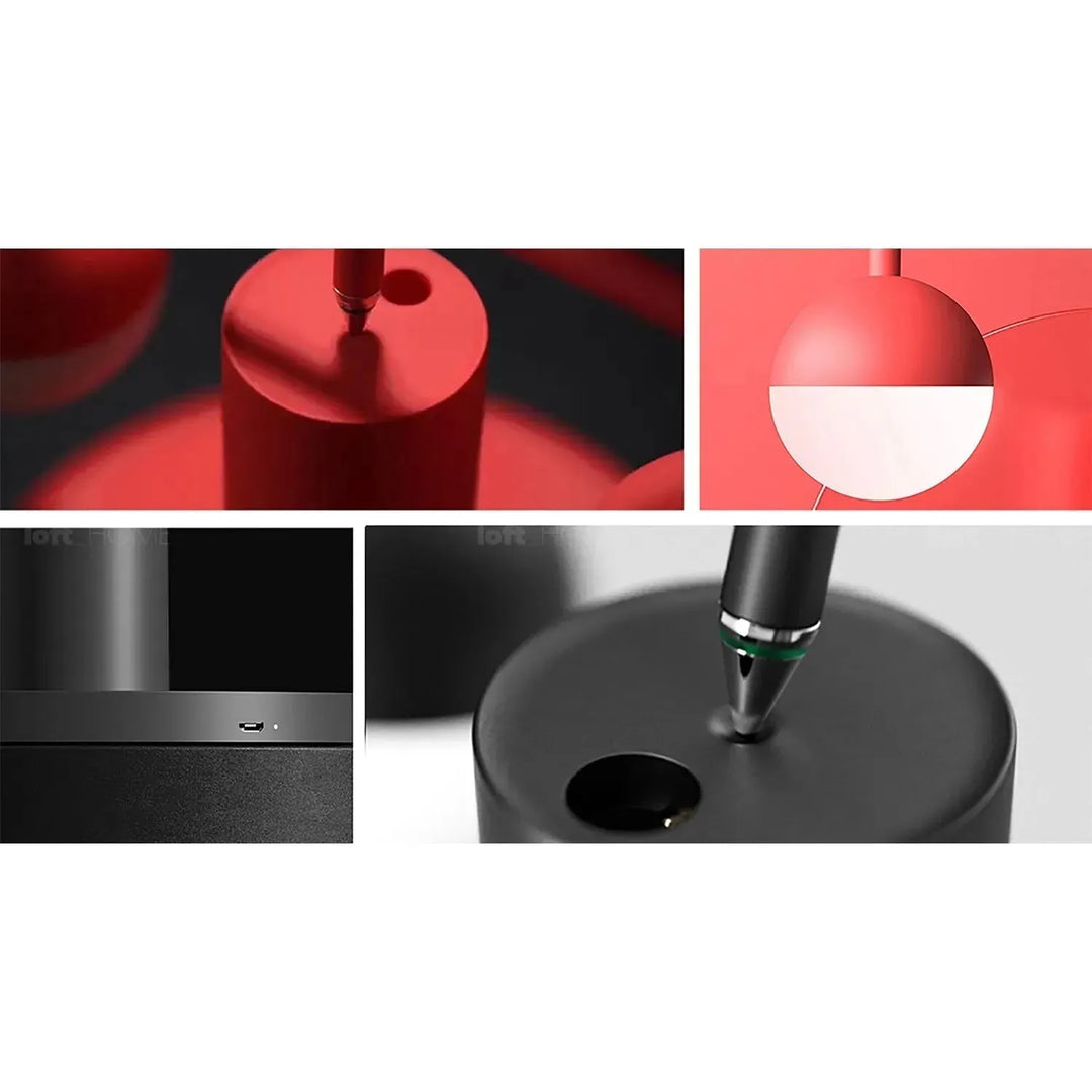 Contemporary steel charging table lamp balance in real life style.