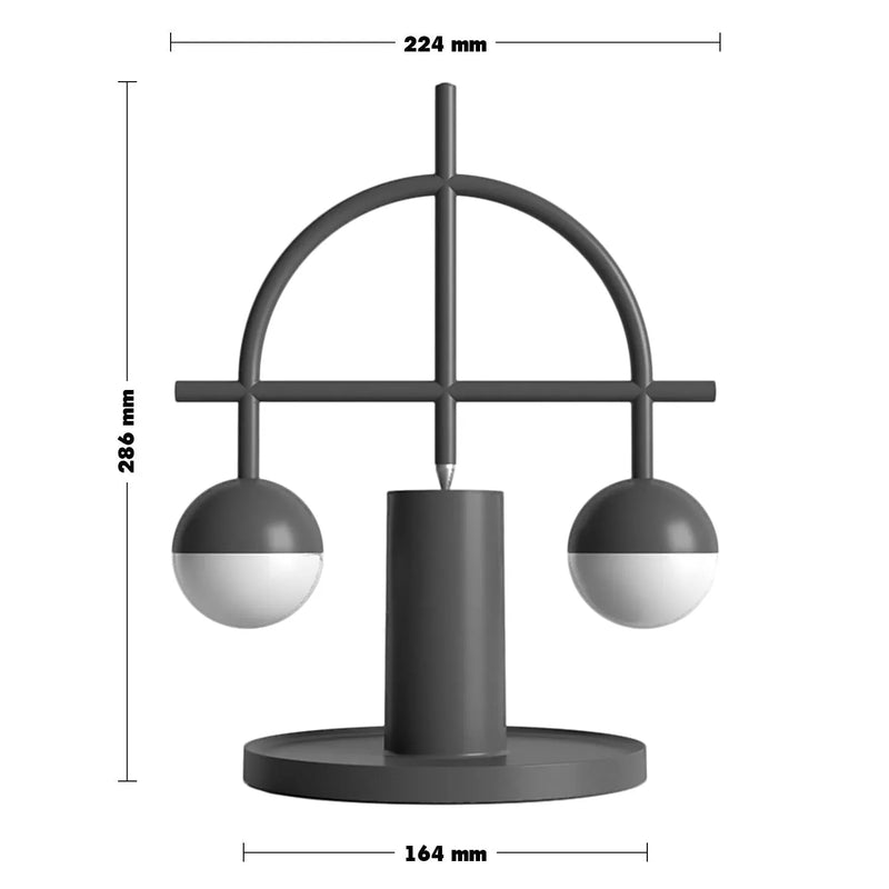 Bauhaus steel charging table lamp balance size charts.