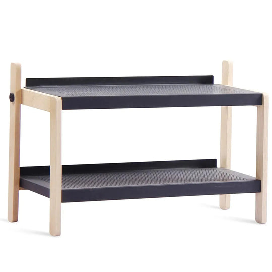 Modern steel shoe shelf sko 2 in white background.