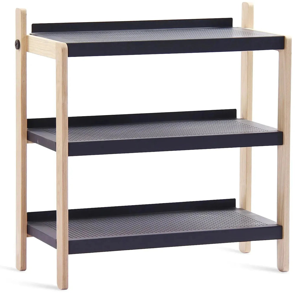 Modern steel shoe rack sko 3 in white background.