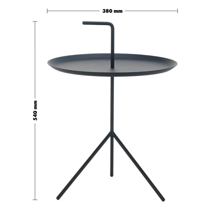 Modern steel side table dwell size charts.