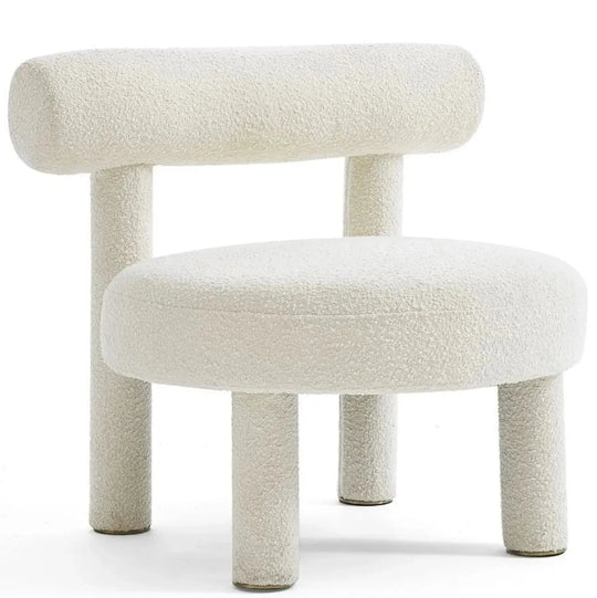 Cream teddy fabric 1 seater sofa barney in white background.