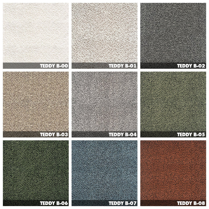 Modern teddy fabric 1 seater sofa pacha color swatches.