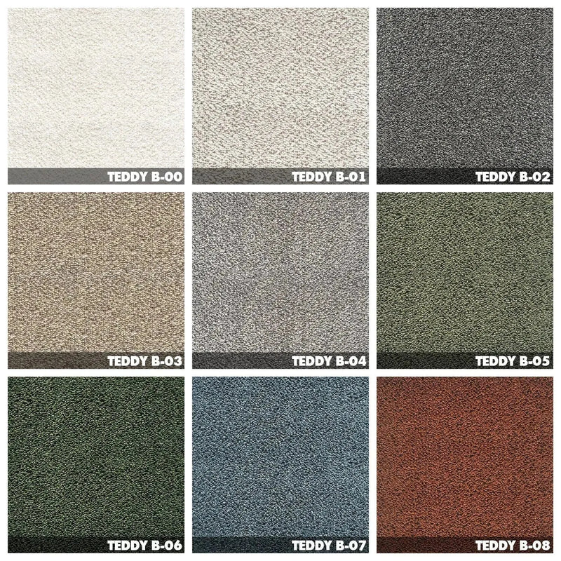 Cream teddy fabric 1 seater sofa pacha color swatches.