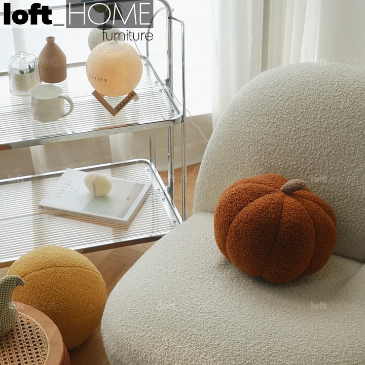 Modern teddy fabric 1 seater sofa pacha conceptual design.