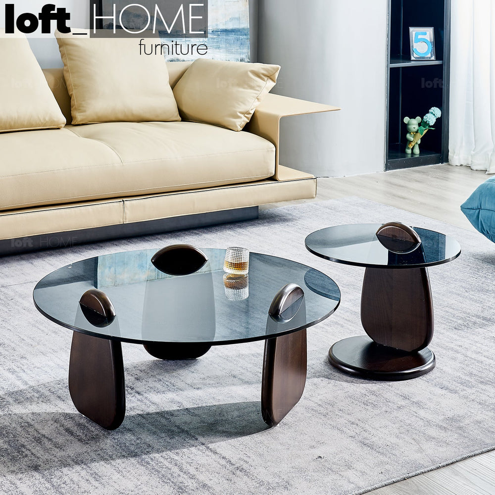 Modern tempered glass coffee table 2pcs set shark primary product view.