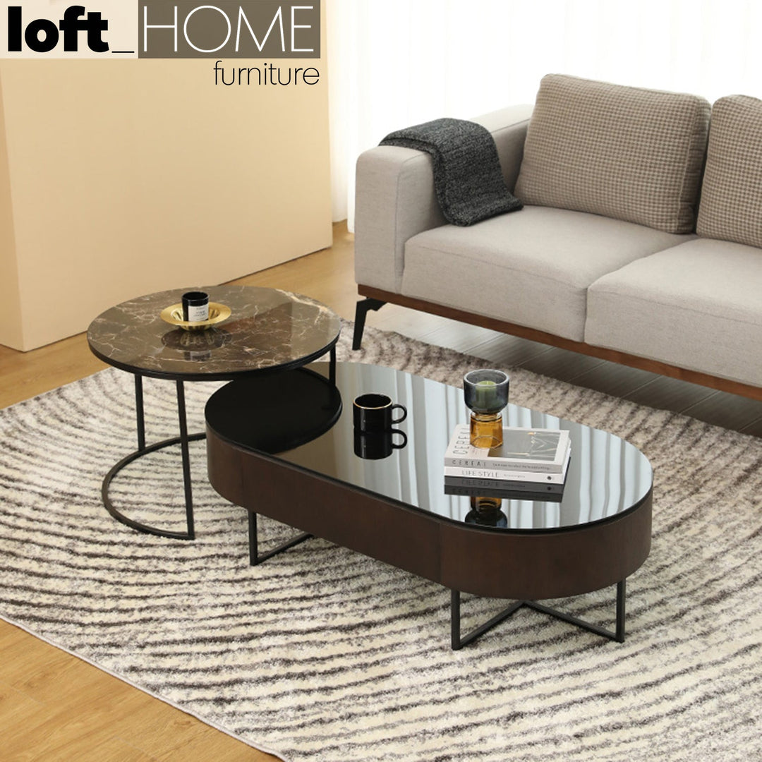 Modern tempered glass coffee table gina primary product view.