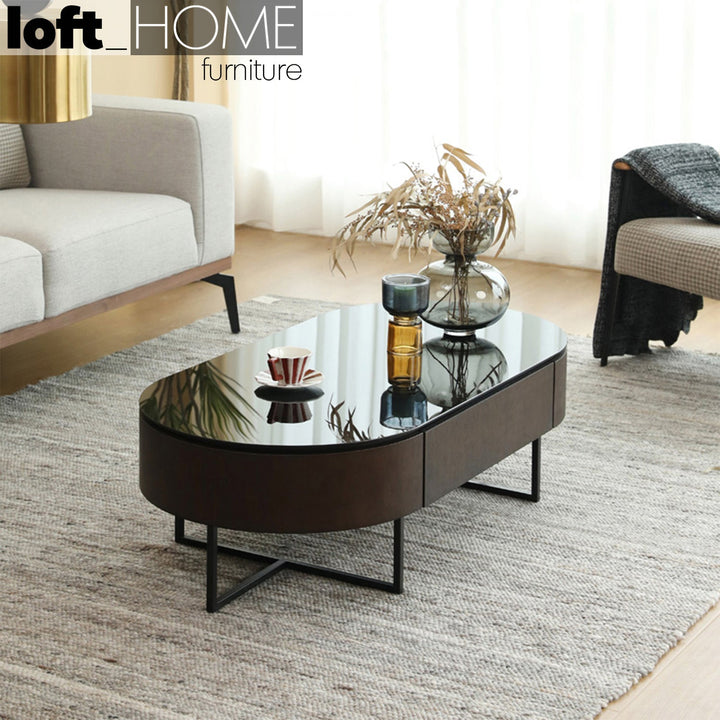 Modern tempered glass coffee table gina in real life style.