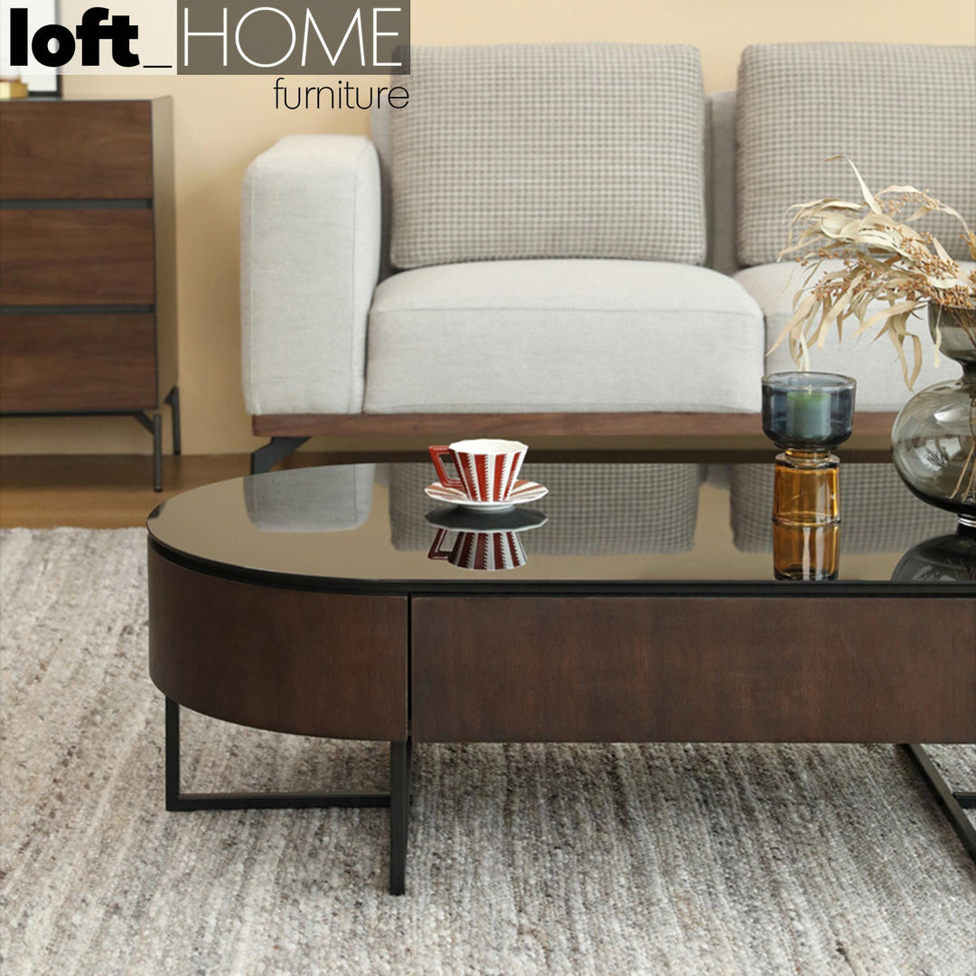 Modern tempered glass coffee table gina in details.
