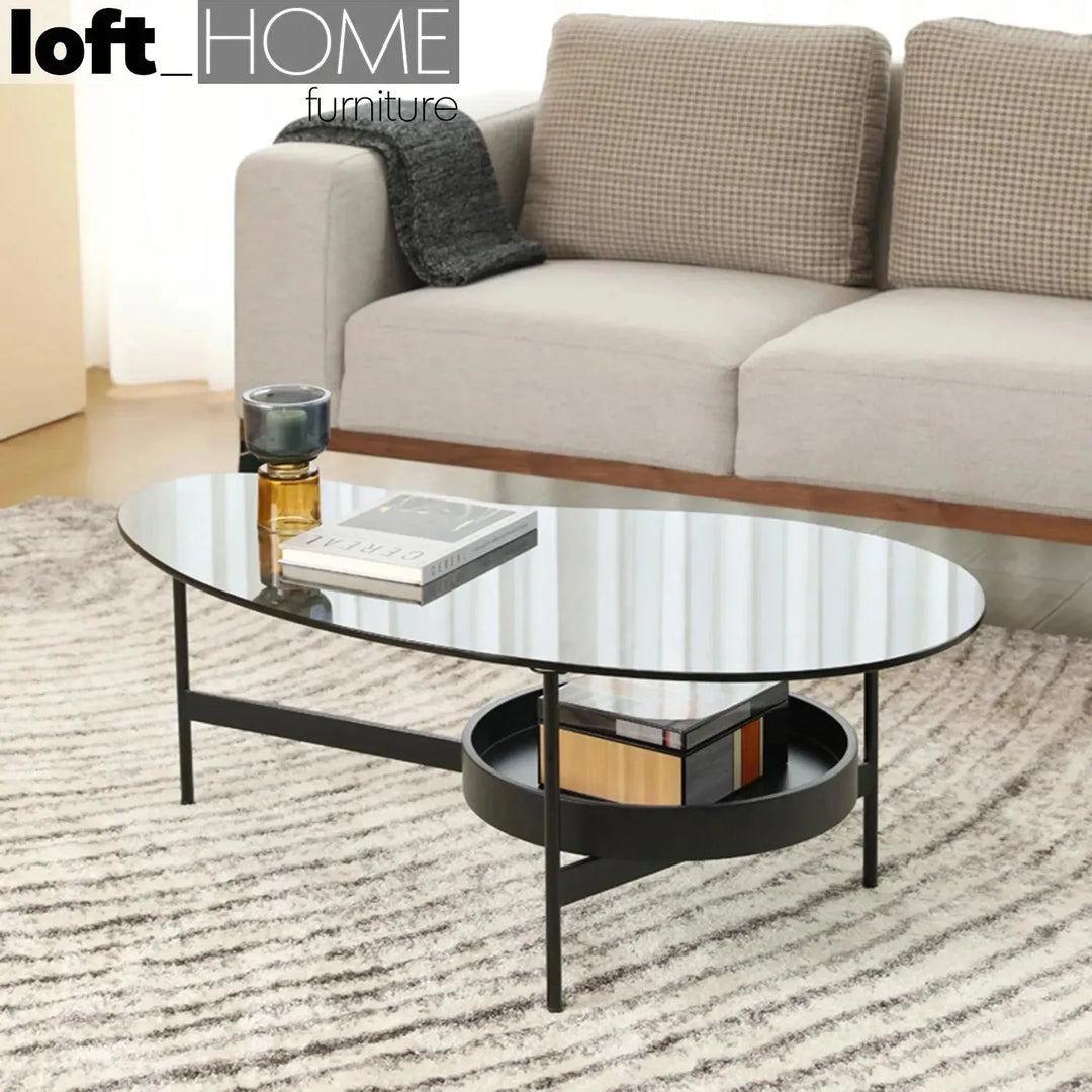 Modern tempered glass coffee table gioia material variants.