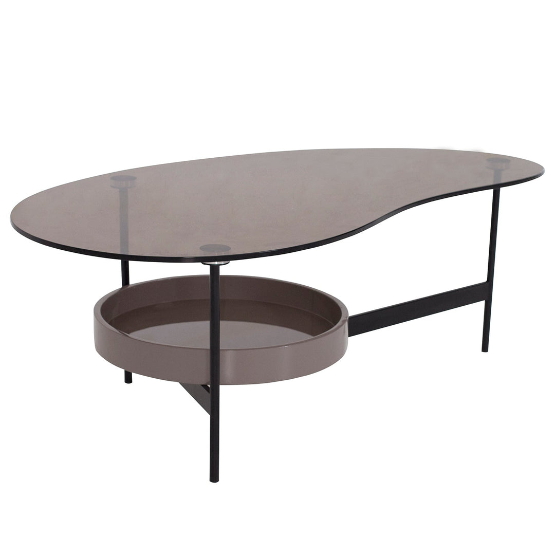 Modern tempered glass coffee table gioia in white background.