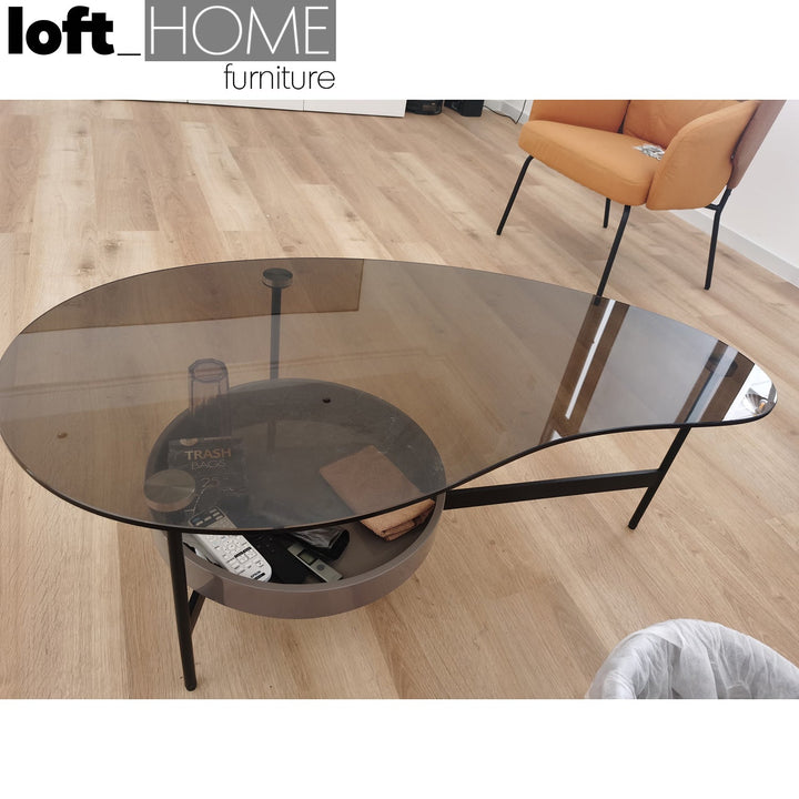 Modern tempered glass coffee table gioia layered structure.