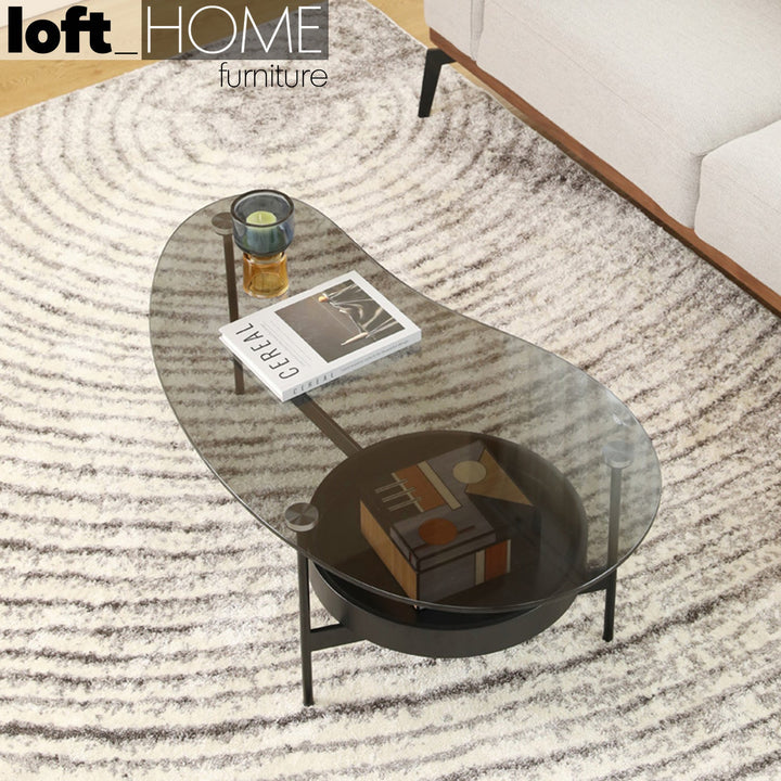 Modern tempered glass coffee table gioia material variants.