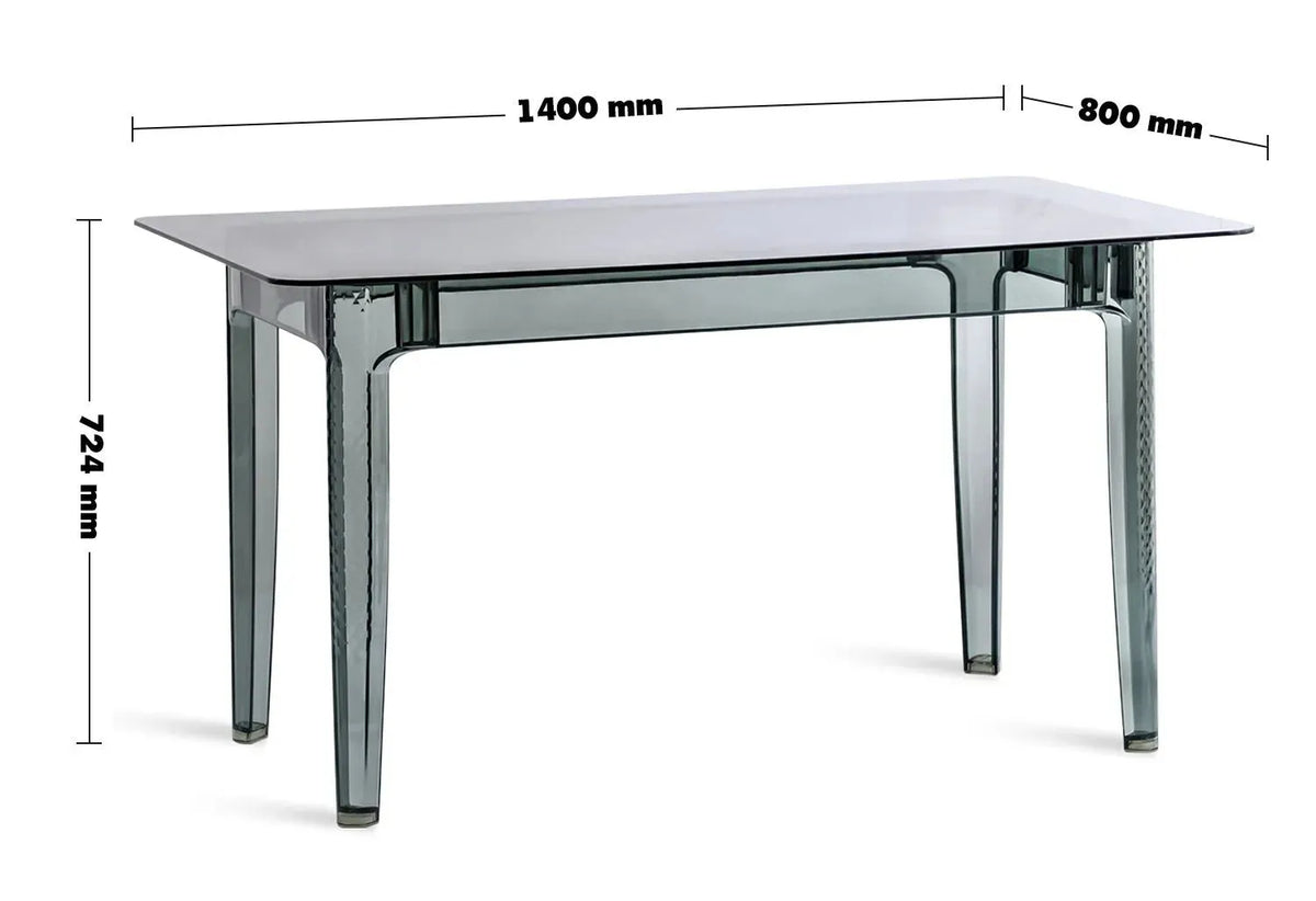 Bauhaus tempered glass dining table cielo size charts.