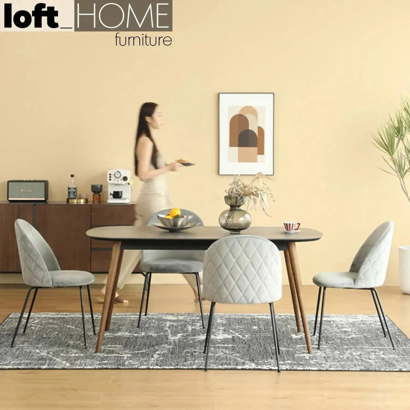 Modern tempered glass dining table gina in panoramic view.