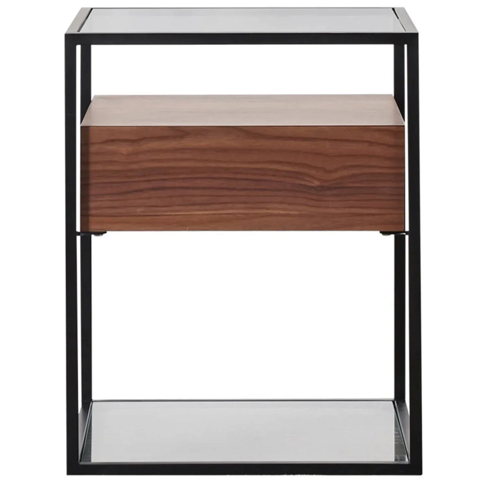 Modern tempered glass side table ivan s in white background.