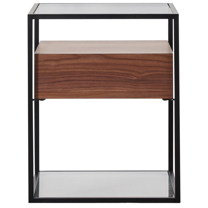 Modern tempered glass side table ivan s in white background.