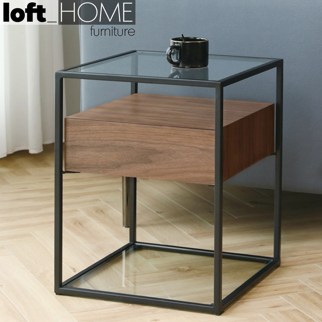 Modern tempered glass side table ivan s primary product view.