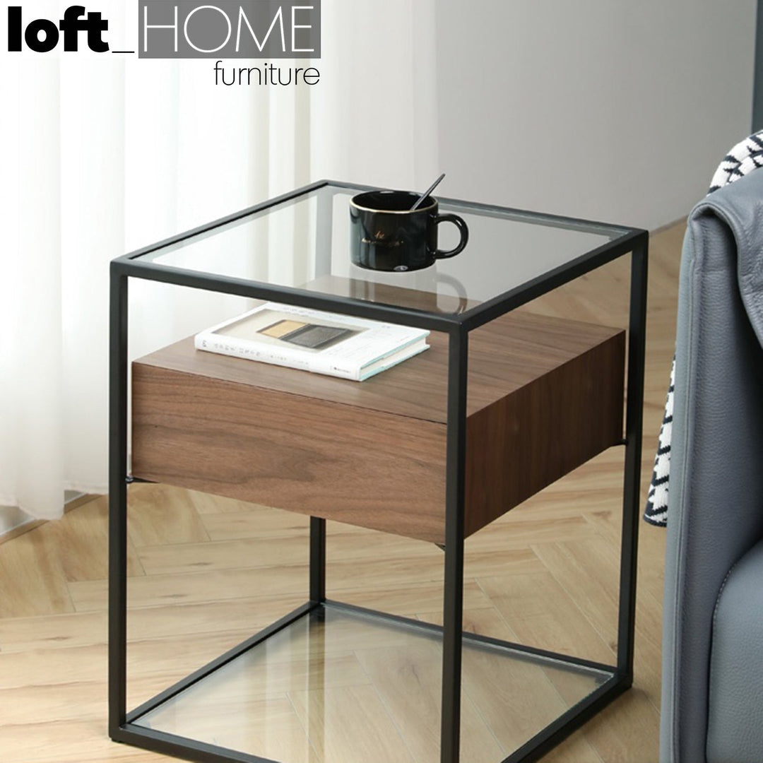 Modern tempered glass side table ivan s in real life style.
