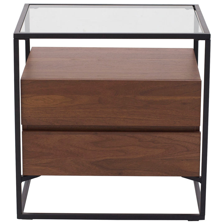 Modern tempered glass side table ivan in white background.