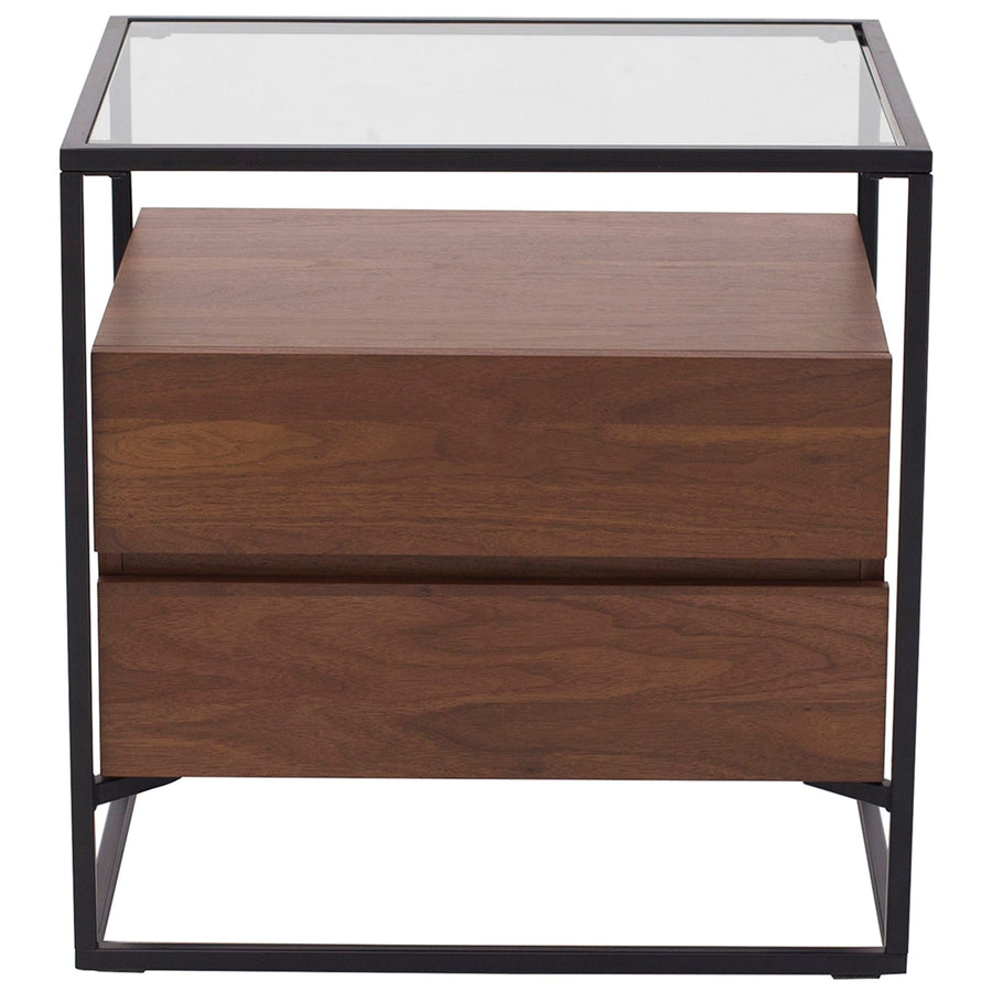 Modern tempered glass side table ivan in white background.