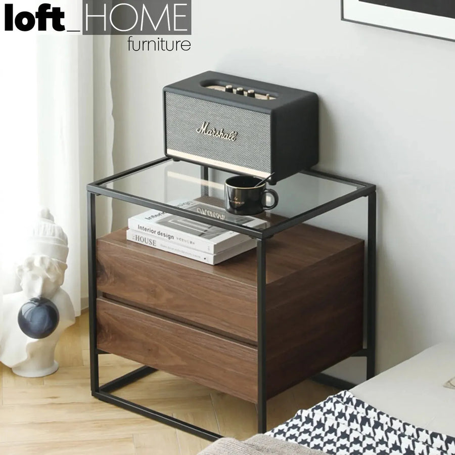 Modern tempered glass side table ivan primary product view.