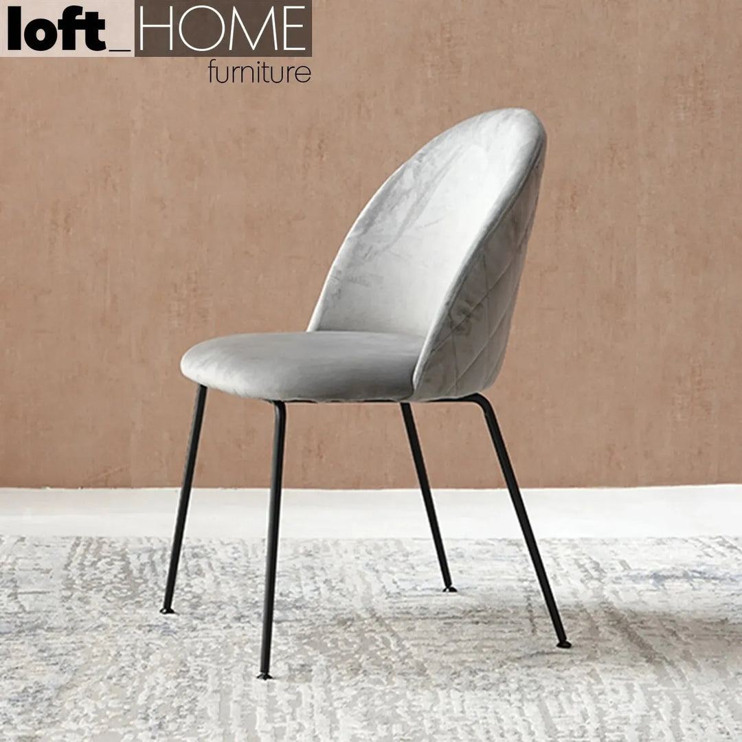 Modern velvet dining chair grey velvet material variants.