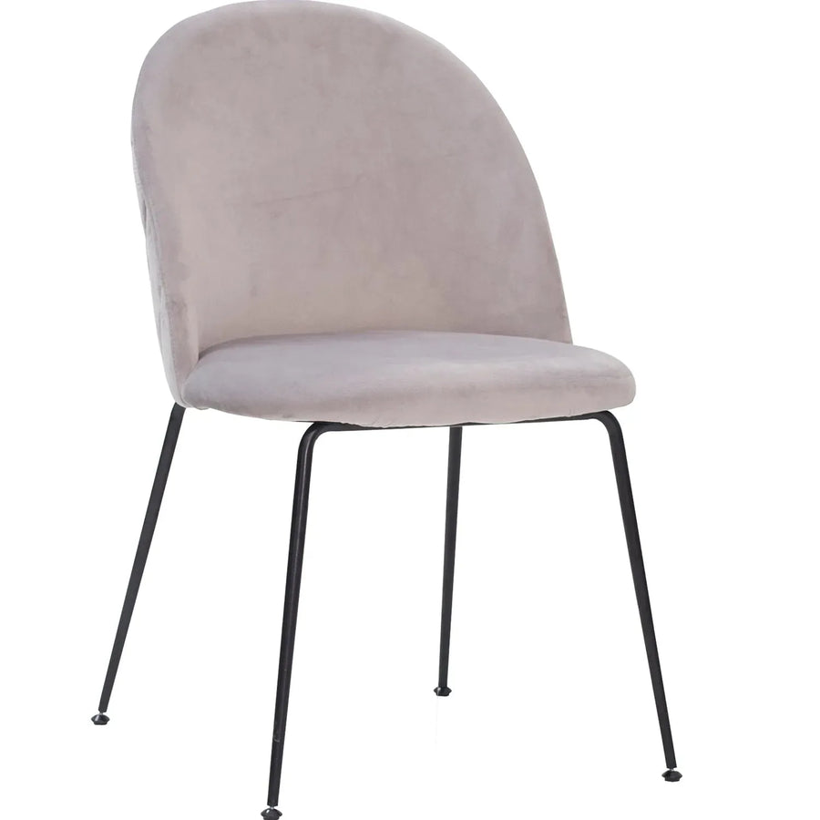 Modern velvet dining chair grey velvet in white background.