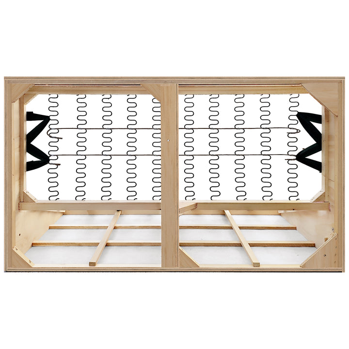 Modern velvet fabric pu leather 2 seater sofa bed flipen in panoramic view.