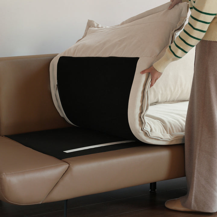 Modern velvet fabric pu leather 2 seater sofa bed flipen in real life style.