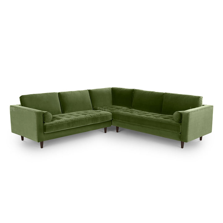 Modern velvet l shape sectional sofa scott 3+3 in real life style.