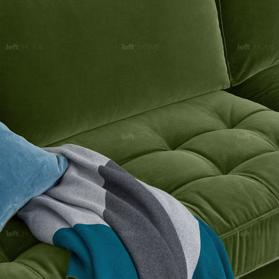 Modern velvet l shape sectional sofa scott 3+3 in details.