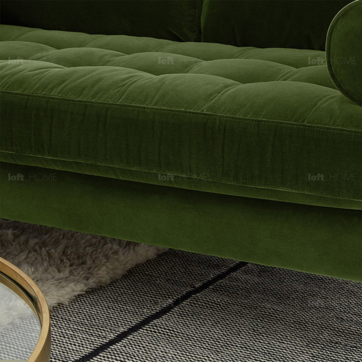 Modern velvet l shape sectional sofa scott 3+3 in close up details.