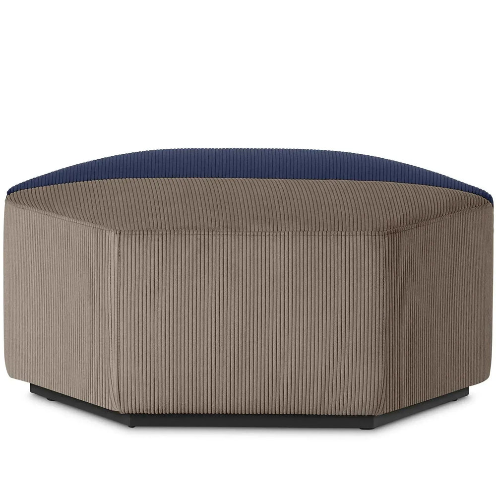 Modern velvet modular 2-part ottoman zazie in white background.