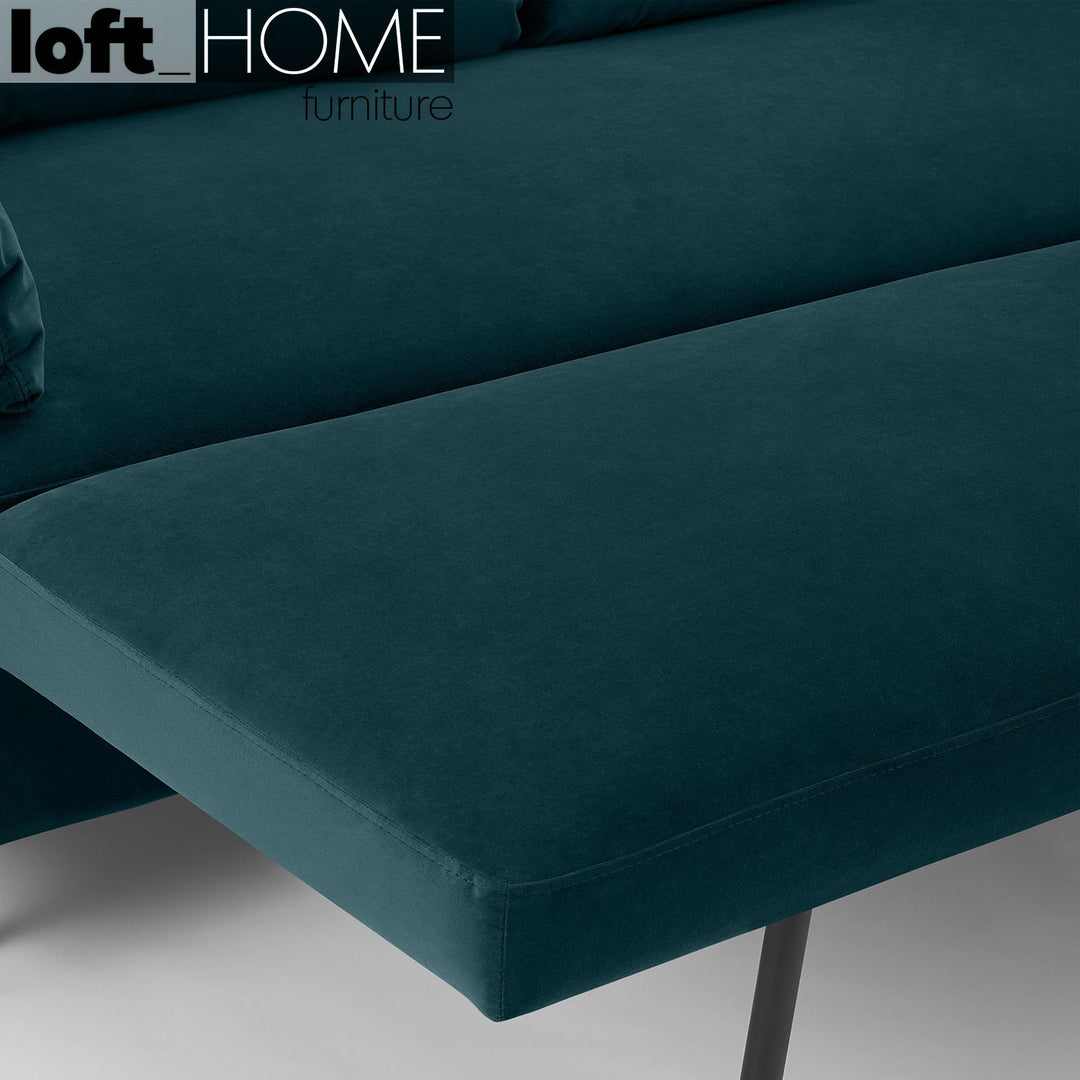 Modern velvet sofa bed hitomi steel blue color swatches.