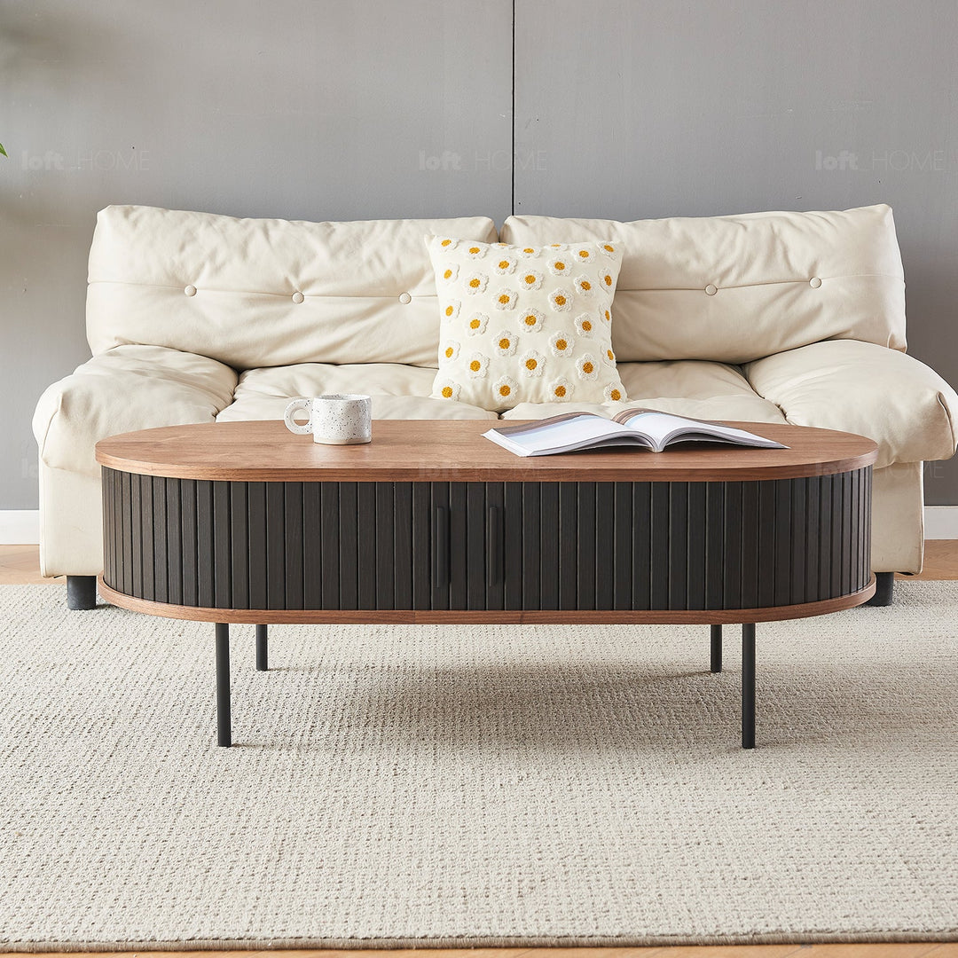 Modern wood coffee table harper material variants.