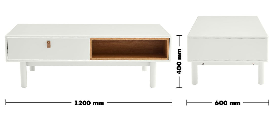 Modern wood coffee table luna size charts.