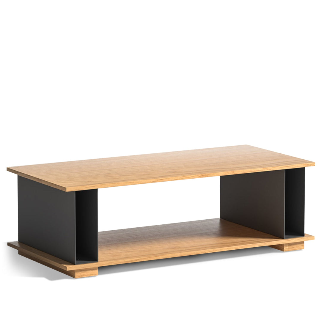 Modern wood coffee table valeen in white background.